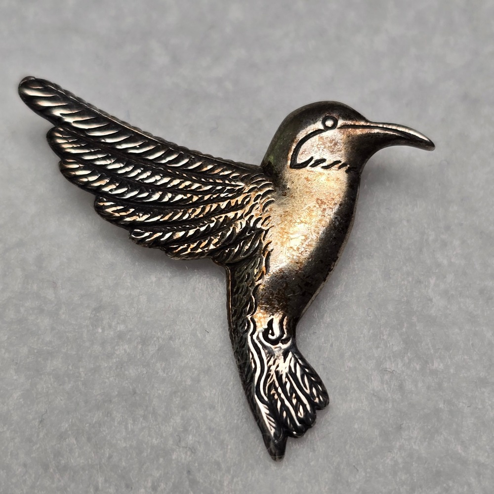 H&H Hand & Hammer Hummingbird Tie Tack Lapel Pin Sterling Silver Small Bird